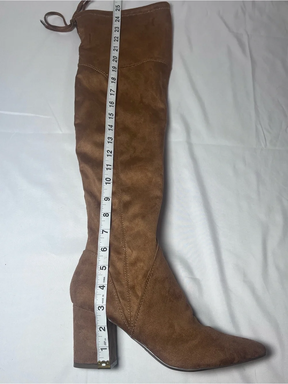Marc Fisher Over-the-Knee Block Heel Boots - Brown Suede